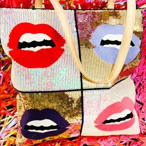 Sequin Lip Tote Bag